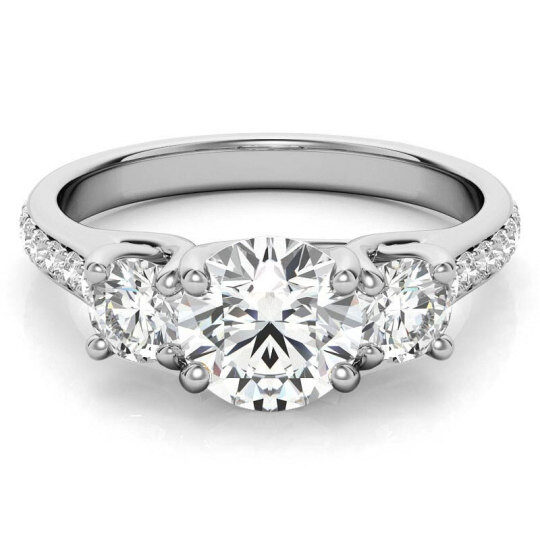 Bague de fiançailles en or blanc 10 carats avec moissanite taille ronde