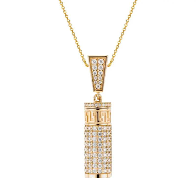 Collier urne circulaire en or 10 carats et moissanite pour cendres-2