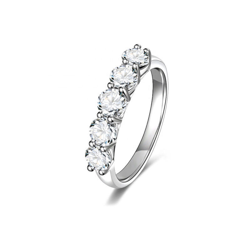 10K White Gold Round Moissanite Wedding Ring-1