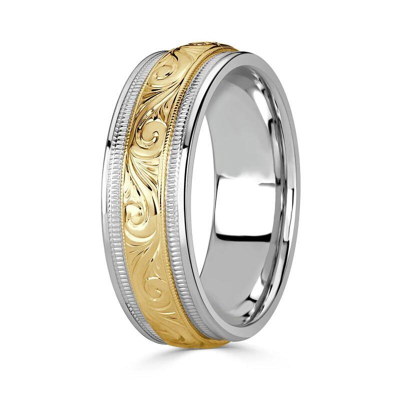 10K White Gold & Yellow Gold Men's Band for Men-3