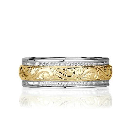 10K White Gold & Yellow Gold Men's Band for Men
