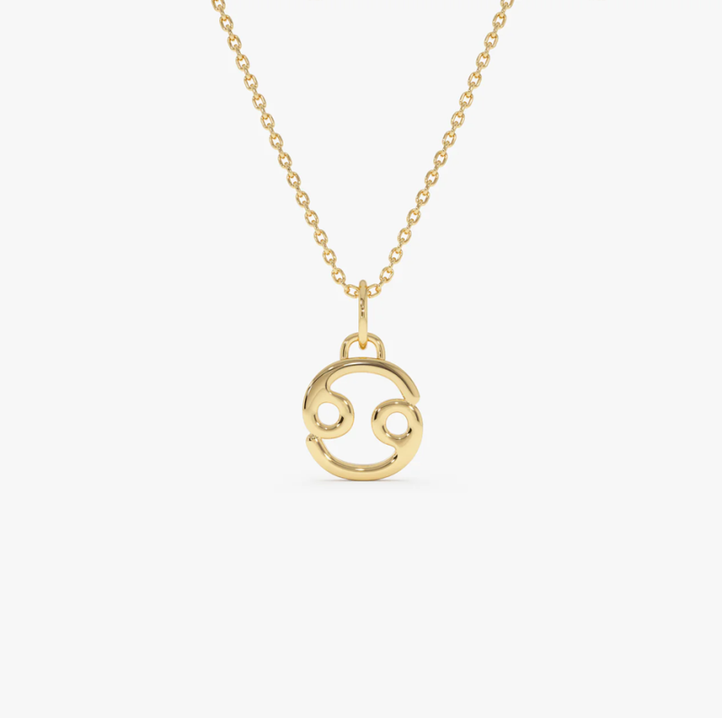 Collar con dije del zodiaco Cáncer de 10 quilates-1
