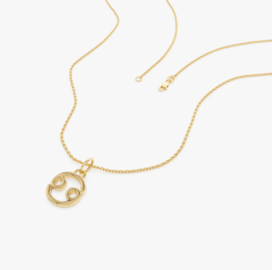 14K Cancer Zodiac Charm Necklace-3