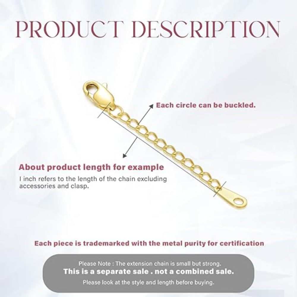 10K Curb Link Chain Jewelry Extension Chain 1Inch For Women-2