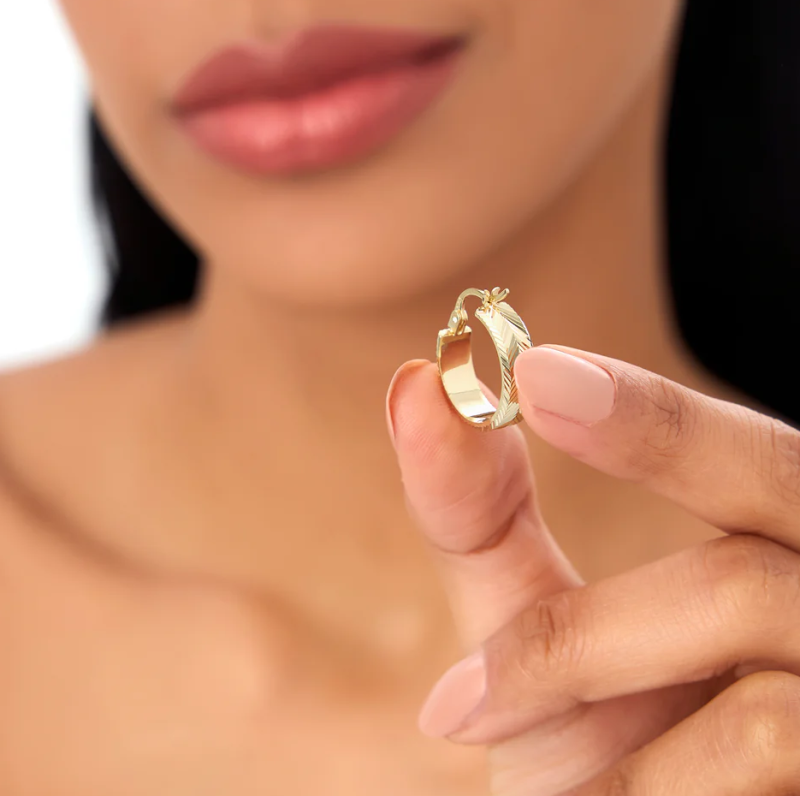 10K White Gold Circle Hoop Earrings-2