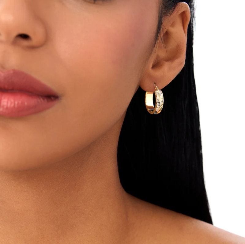 10K White Gold Circle Hoop Earrings-3