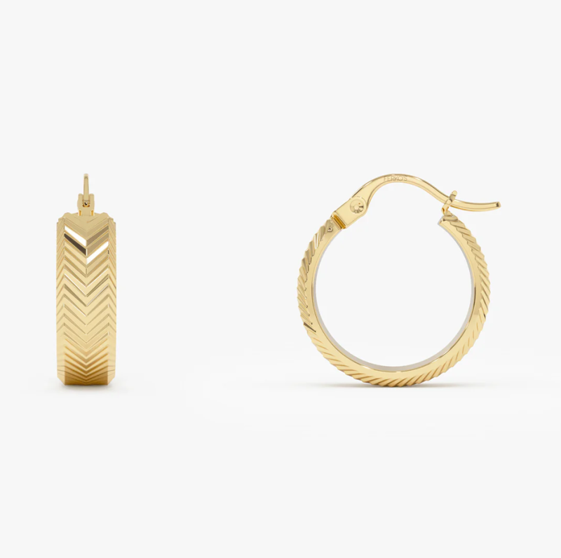 10K White Gold Circle Hoop Earrings-4