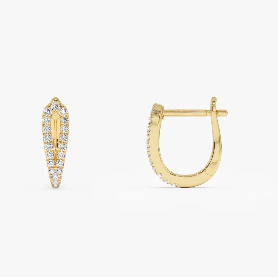 10K Double Mini Diamond Hoop Earrings-1