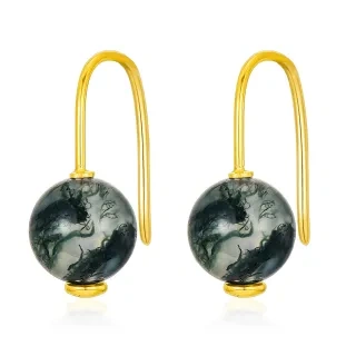 14K Earring with Moss Agate Drop Earrings as Gifts for Women-37