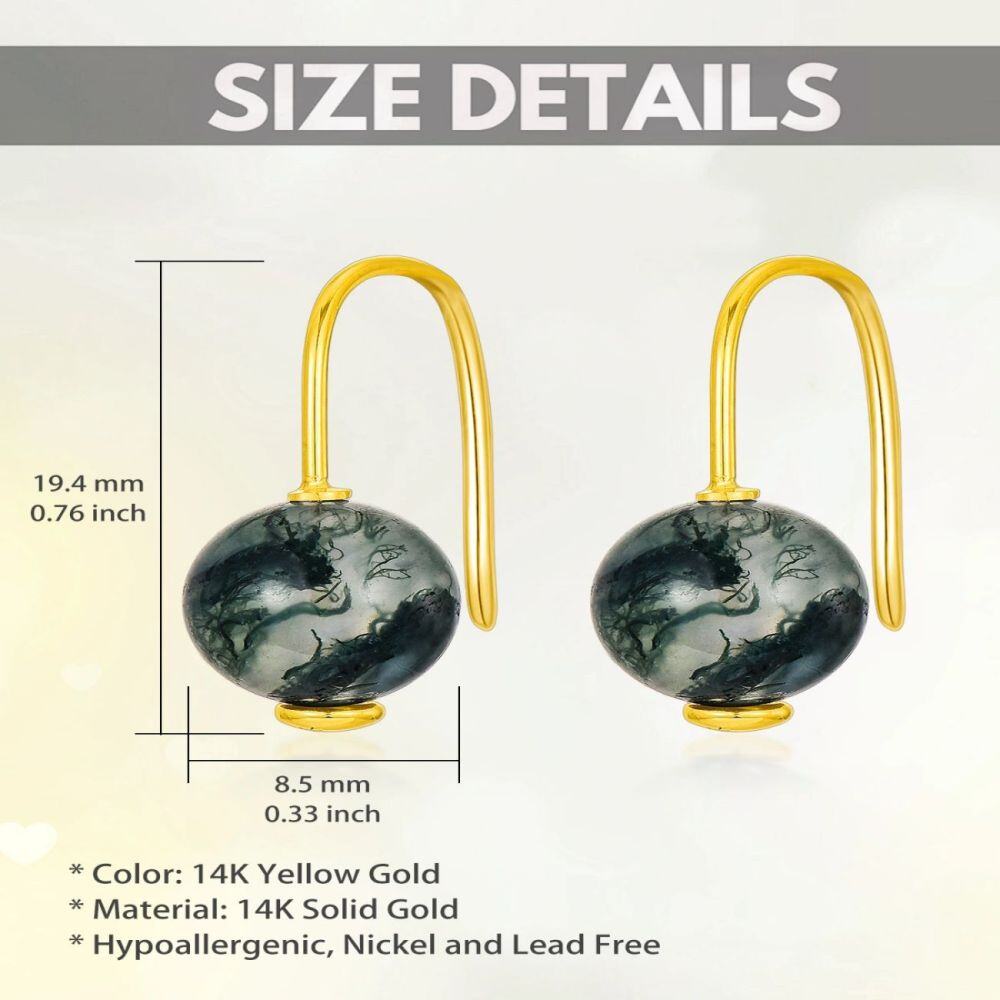 10K Earring with Moss Agate Drop Earrings as Gifts for Women-4