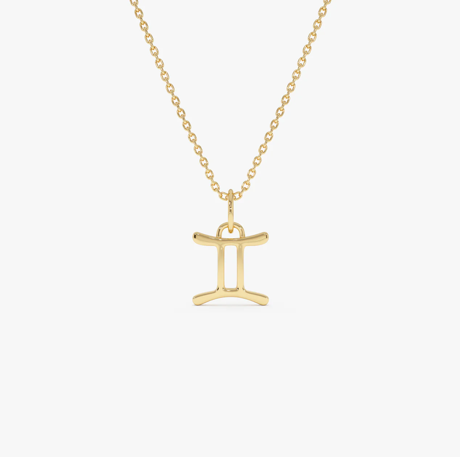 14K Gemini Zodiac Charm Necklace-1