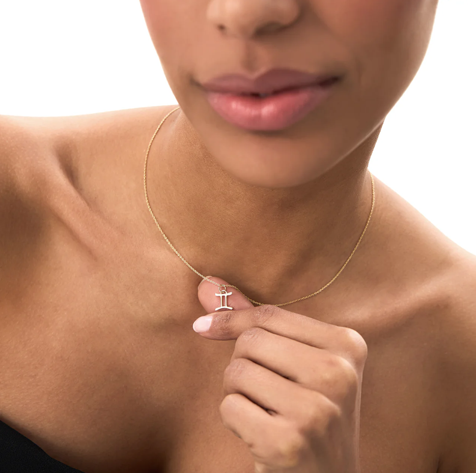 18K Gemini Zodiac Charm Necklace-3