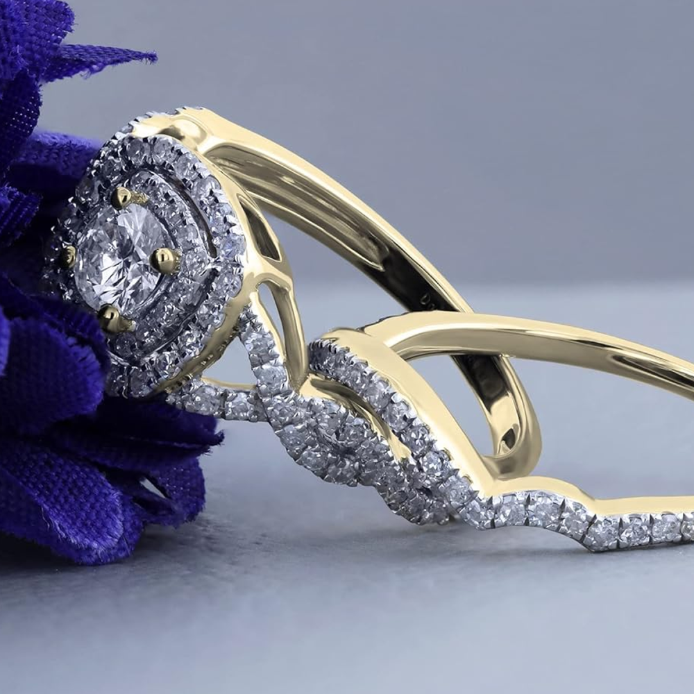 Verlobungsring aus 10 Karat Weißgold mit runden, im Labor hergestellten Diamanten, Farbe D, Reinheit VVS1, 3EX, IGI-zertifiziert-5