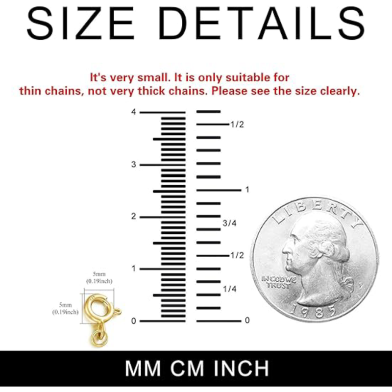 10K Gold 0.5Inch Bead Station Chain With Spring Buckle Extender Chain-4