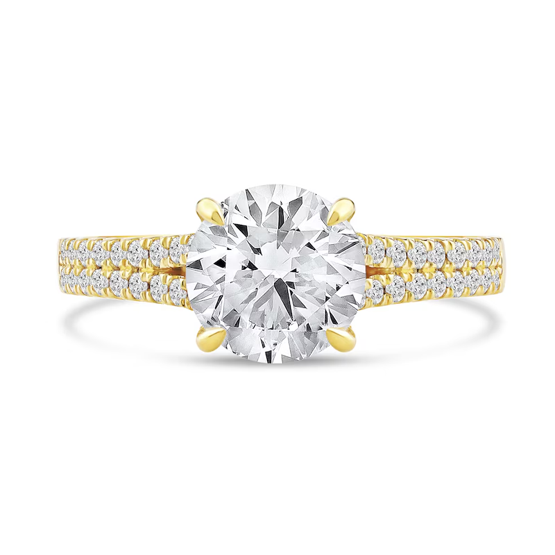 14K Gold 2-1/3 CT Labor erstellt Diamant individuelle Gravur Paar Verlobungsring-3