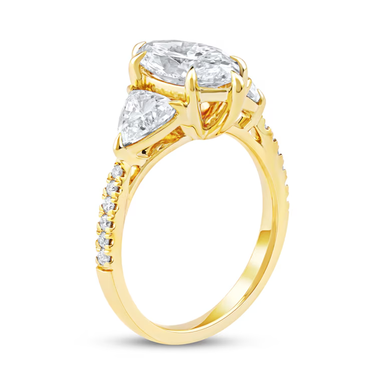 18K Gold 3-1/3 ct Lab Created Diamond Custom Engraving & Couple Engagement Ring-3