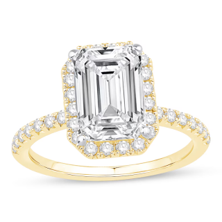 10K Gold 3-1/2 CT Emerald-Cut Lab Created Diamond Custom Engraving Frame Engagement Ring-20