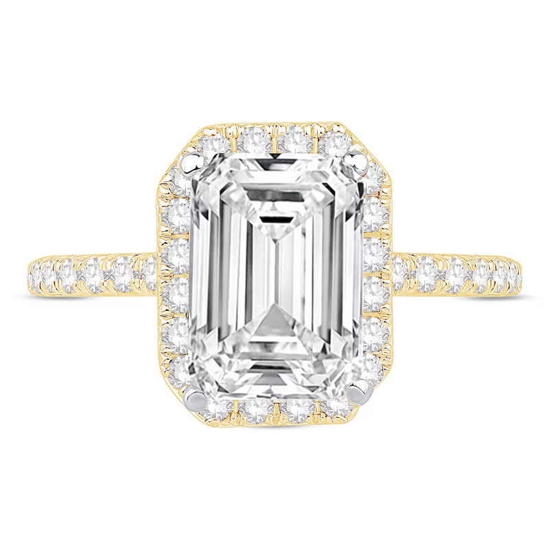 10K White Gold 1 to 3.5 CT.T.W. Emerald Lab Created Diamond Engraving Frame Engagement Ring IGI Certified-4