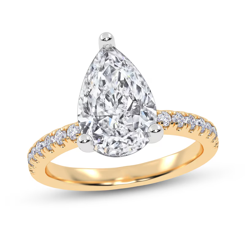 10K Gold 1 to 3.5 CT. T.W Pear Cut Cut Lab Created Diamond Engagement Ring D VVS1-VS1 Clarity 3EX IGI Certified-1