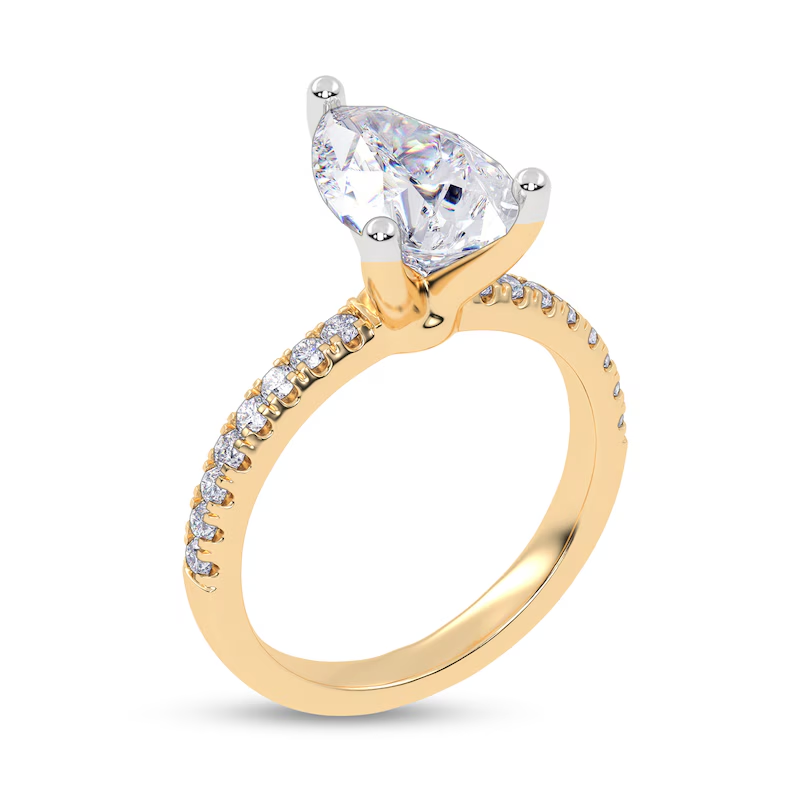 14K Gold 0.5 to 3 CT Pear Shaped Lab Created Diamond Custom Engagement Ring D Color VVS1 Clarity 3EX IGI Certified-2