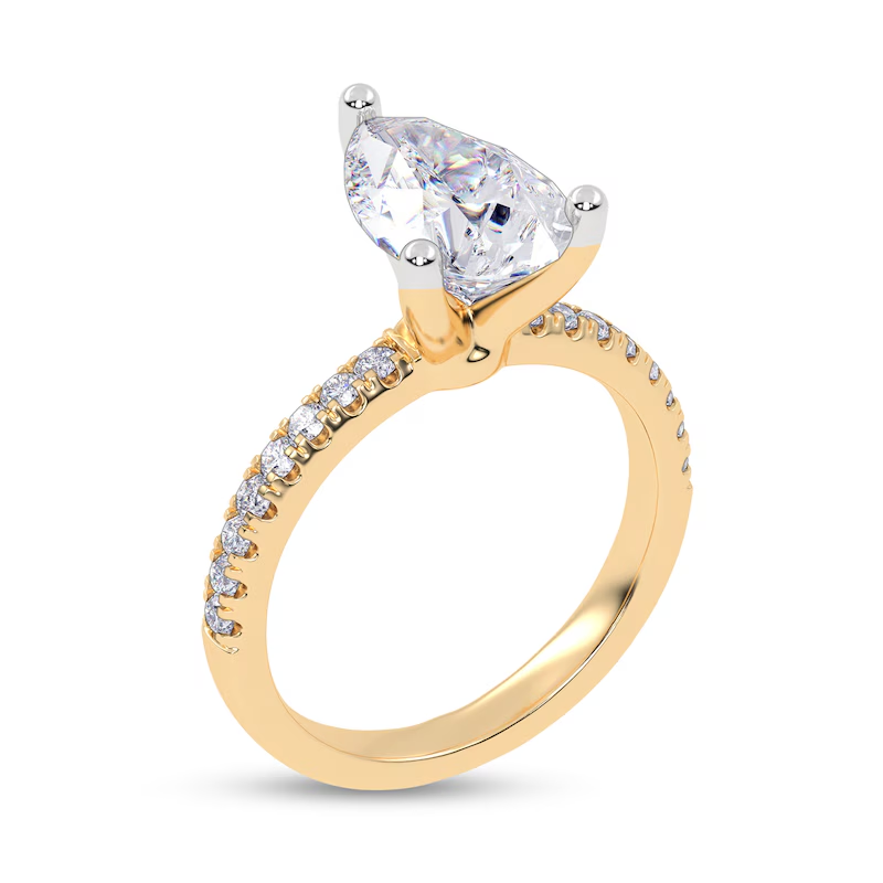 10K Gold 1 to 3.5 CT. T.W Pear Cut Cut Lab Created Diamond Engagement Ring D VVS1-VS1 Clarity 3EX IGI Certified-2