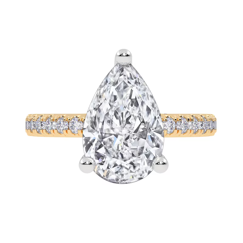 18K Gold 0.5 to 3 CT Pear Shaped Lab Created Diamond Custom Engagement Ring D Color VVS1 Clarity 3EX IGI Certified-3