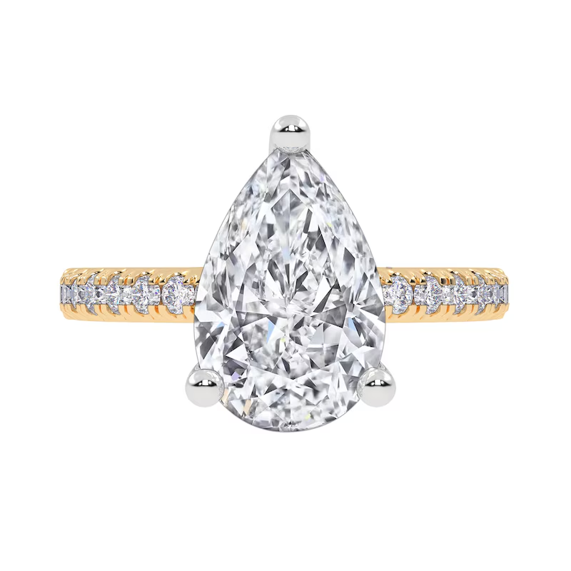 10K Gold 1 to 3.5 CT. T.W Pear Cut Cut Lab Created Diamond Engagement Ring D VVS1-VS1 Clarity 3EX IGI Certified-3