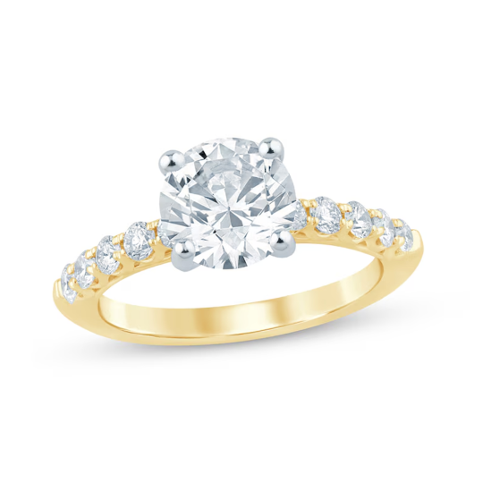 14K Gold 2-1/2 ct Lab erstellter Diamant Verlobungsring mit personalisierter Gravur