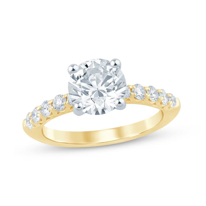 10K Gold 0.75 to 3.25 CT. T.W Round Cut Lab Created Diamond Engagement Ring D VS1-VVS1 Clarity 3EX IGI Certified-1