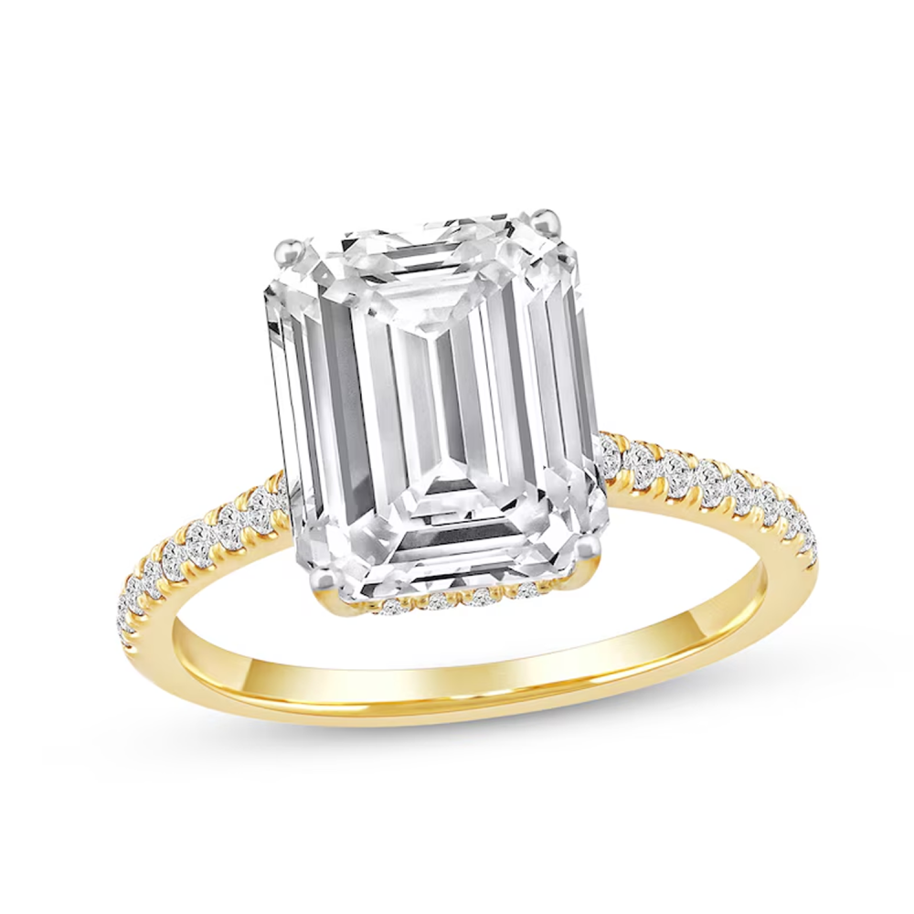 10K Gold 0.83 to 3.33 CT.T.W. Emerald Cut Lab Created Diamond Engagement Band D-VVS1 IGI Certified-1