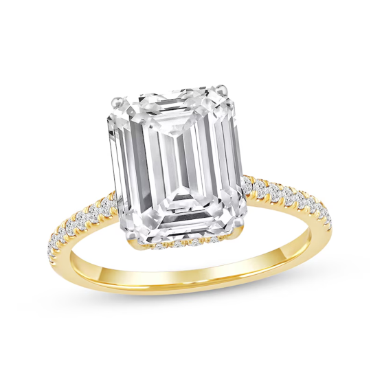 10K Gold 4-1/3 ct Lab erstellter Diamant Verlobungsring mit personalisierter Gravur