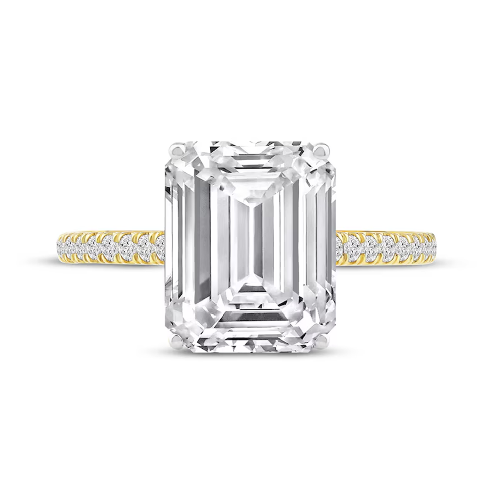 10K Gold 0.83 to 3.33 CT.T.W. Emerald Cut Lab Created Diamond Engagement Band D-VVS1 IGI Certified-3