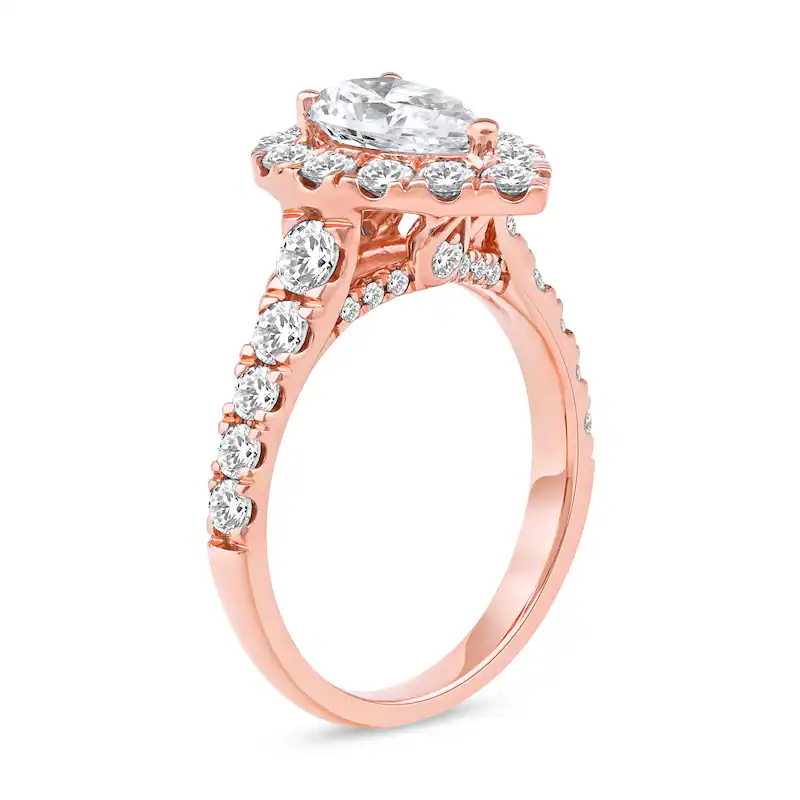 Anillo de compromiso personalizado de oro blanco de 10 quilates con diamantes de talla pera de 1,5 a 4 quilates de peso total, creado en laboratorio, con certificación IGI.-3