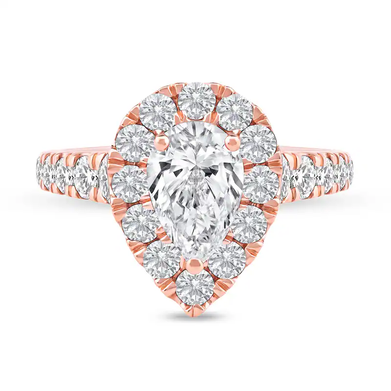 Anillo de compromiso personalizado de oro blanco de 10 quilates con diamantes de talla pera de 1,5 a 4 quilates de peso total, creado en laboratorio, con certificación IGI.-4