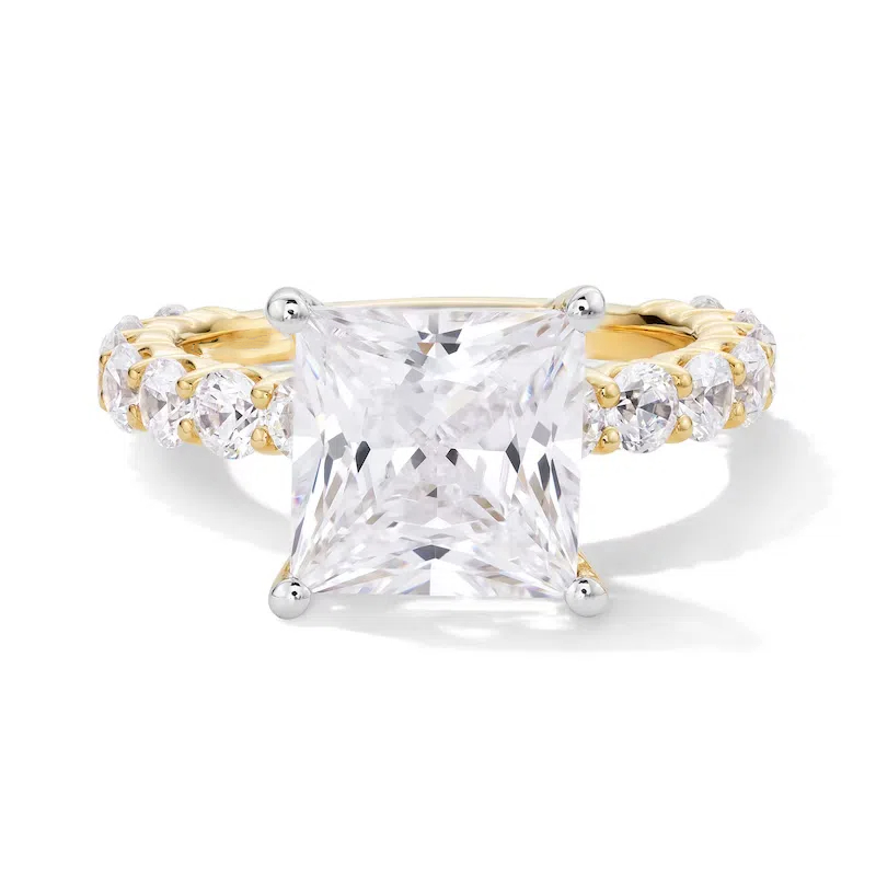 10K Gold 5-1/2 CT. T.W. Princess Lab Created Diamond Engagement Ring D Color VVS1 Clarity 3EX IGI Certified-1