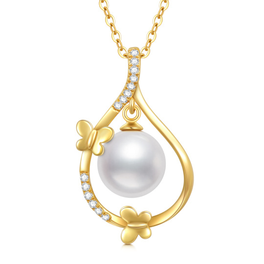 Collier en or 14K 16 ''1'' 1 ''Extender Inches Circular Shaped Pearl Strand