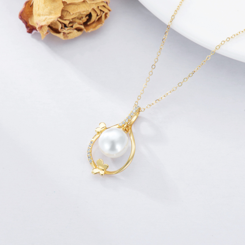 10K Gold 16 ''1'' 1 ''Extender Inches Circular Shaped Pearl Strand Necklace-4