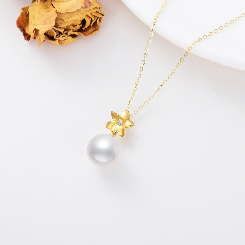 10K Gold 16 ''1'' 1 ''Extender Inches Circular Shaped Pearl Strand Necklace-3