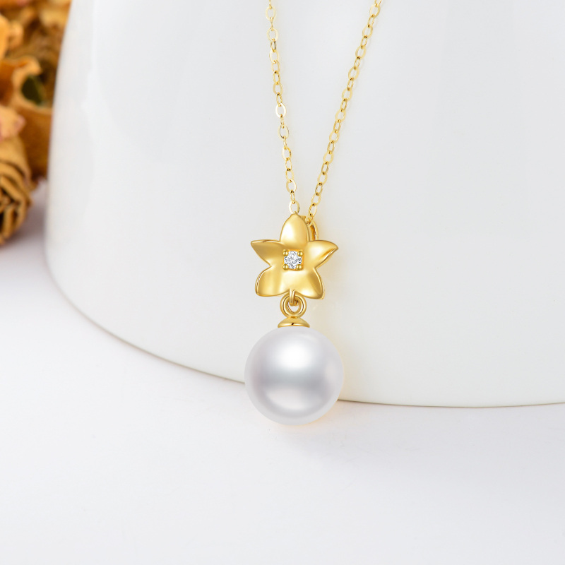 10K Gold 16 ''1'' 1 ''Extender Inches Circular Shaped Pearl Strand Necklace-4