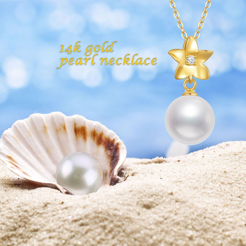 10K Gold 16 ''1'' 1 ''Extender Inches Circular Shaped Pearl Strand Necklace-6