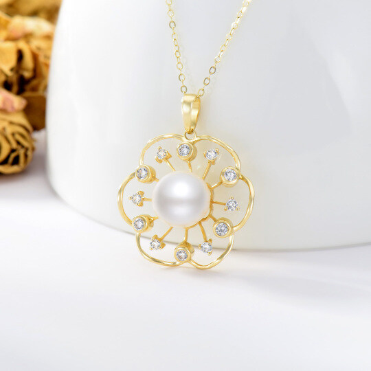 14K Gold 18'' +1'' +1'' Extender Inches Circular Shaped Pearl Strand Necklace