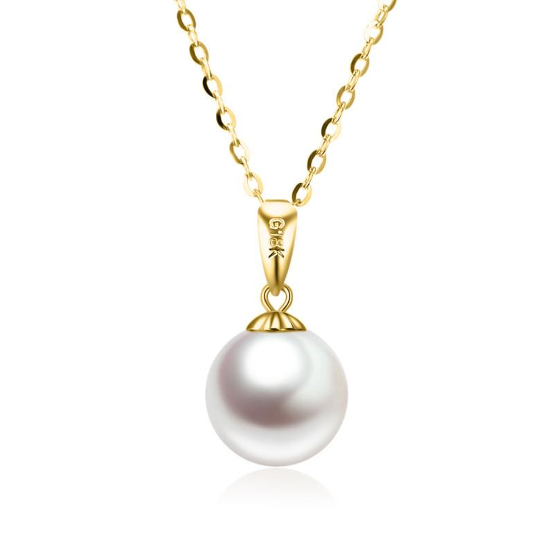 10K Yellow Gold Extender Circular Pearl Strand Necklace For Women-19