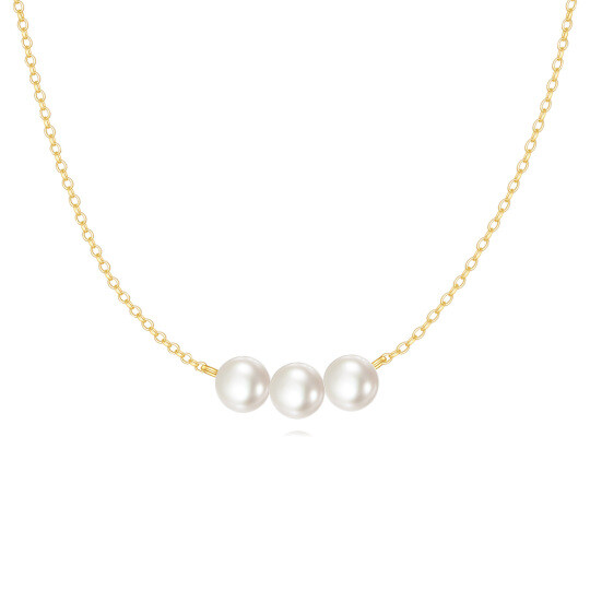 Collana con filo di perle in oro bianco 10K da 16 ''1'' e 1 ''pollici