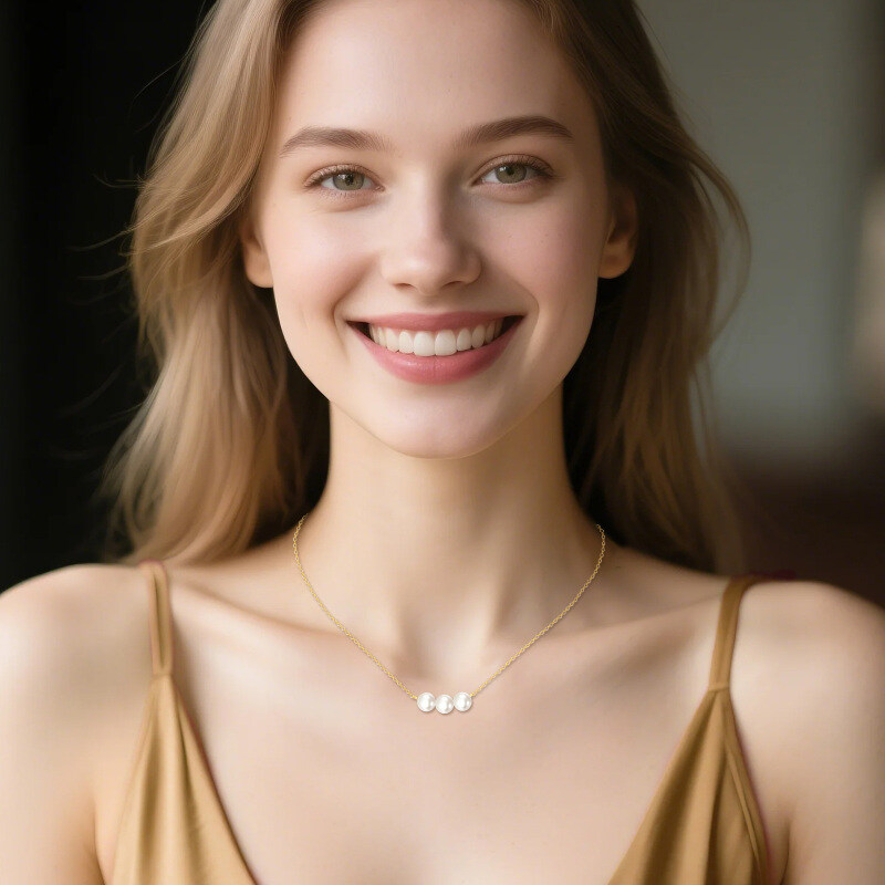 14K Gold 16 ''1'' 1 ''Extender Inches Pearl Strand Necklace-2