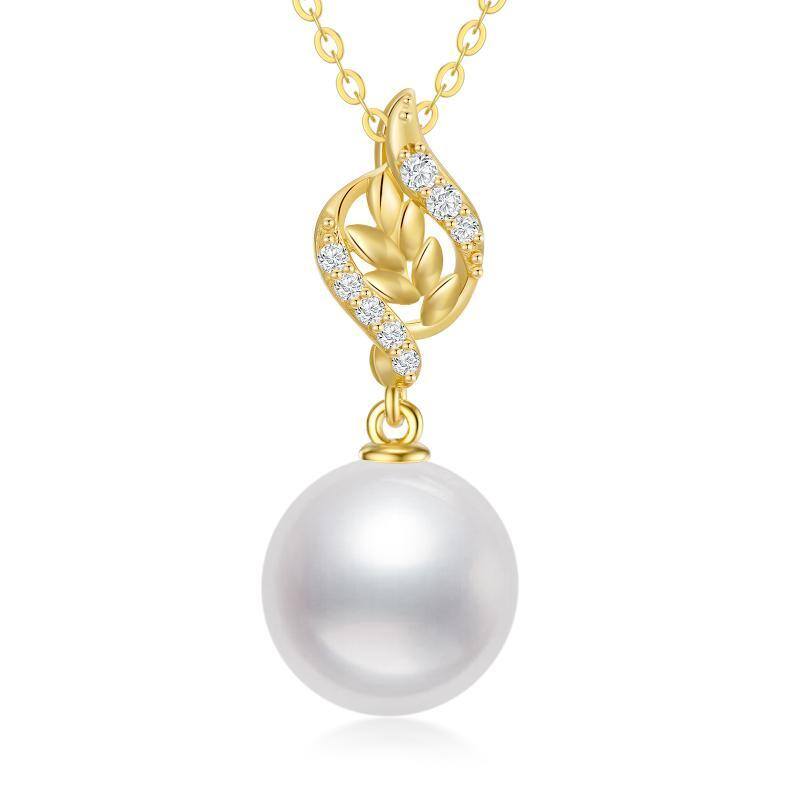 14K Gold Pearl With 5A Zircon Necklace For Women-1