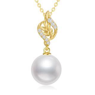 10K Gold Pearl With 5A Zircon Necklace For Women-43