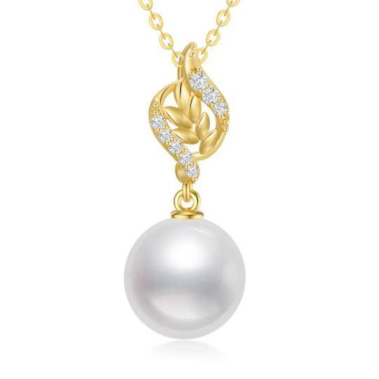 Collana di perle in oro 14 carati con zirconi 5A da donna