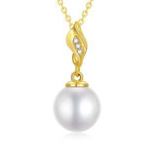 10K Gold Feather Freshwater Pearl Strand Necklace-58