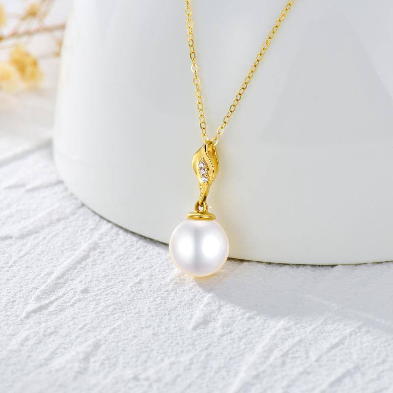 14K Gold Feather Freshwater Pearl Strand Necklace-3