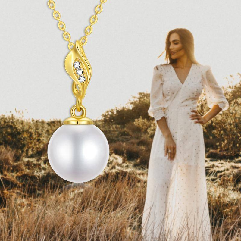 10K Gold Feather Freshwater Pearl Strand Necklace-6